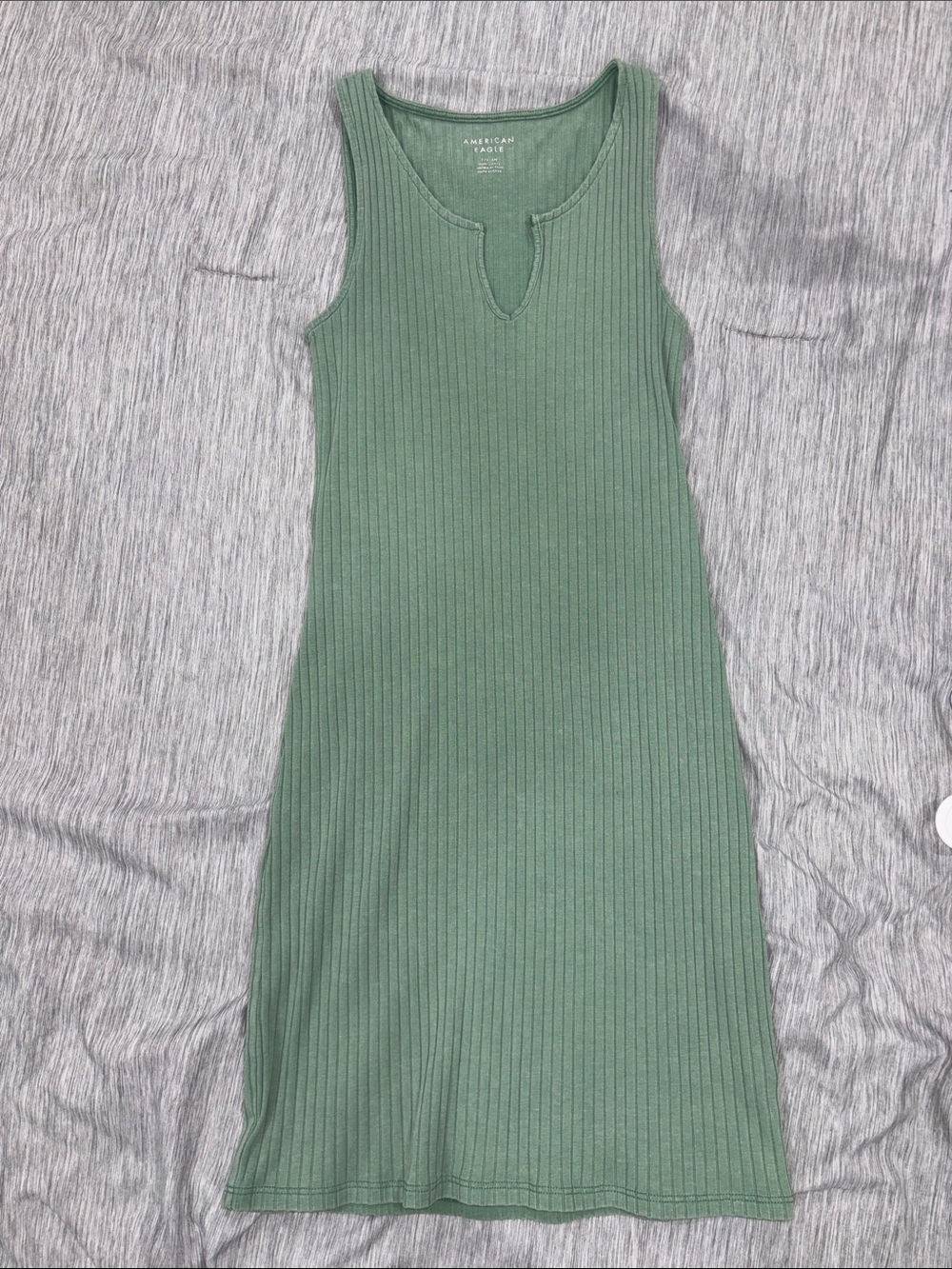 American Eagle Outfitters Sage Green Ribbed Midi Tank Dress